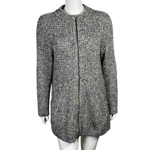 J. Jill Zip Up Knit Tunic Cardigan Sweater Womens S Wool Blend Speckled Gray